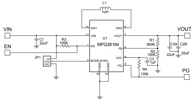 Schematic - Monolithic Power Systems (MPS) MPQ28164 Evaluation Board